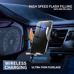 15W Ultra-Thin Aluminum Alloy Fast Wireless Charging Car Mount
