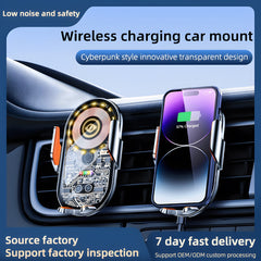15W Fast Transparent Visual Wireless Charging Car Mount, Auto-Sensing Clasp