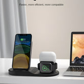 Chargeur sans fil vertical de bureau 3 en 1, charge sans fil simultanée pour téléphones/montres/écouteurs