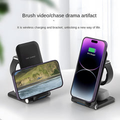 3-in-1 Foldable Desktop Wireless Charger, Simultaneous Wireless Charging for Phones