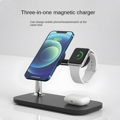 3-in-1 Magnetic Desktop Wireless Charger, Simultaneous Wireless Charging for Phones