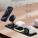 Titre : Mini chargeur magnétique sans fil de bureau 3 en 1, matériau PU, design pliable