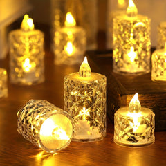 1pc Battery- Powered Crystal Flameless Candle Lights For Weddings, Parties, And Home Decor - LED Electronic Ambient Lights With Soothing Glow, Flameless Tea Candle Light, Marriage Proposals, Christmas, Valentine' S Day Decorations Candle Light Lamp