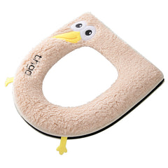 1pc Winter Cozy Toilet Cover with Zipper & Cartoon Handle - Plush Velvet Cushioned Toilet Gasket, Universal Washable Toilet Protector for Chilly Weather, Bathroom Safety Additions Universal Fit for Household Use