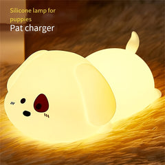 Cute puppy night light soft patting light mode Children's bedroom nightstand LED seven-color light USB charging built-in battery portableTpye-c