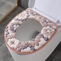 Universal large floral coral fleece toilet seat cover