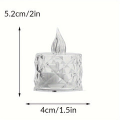 1pc Battery- Powered Crystal Flameless Candle Lights For Weddings, Parties, And Home Decor - LED Electronic Ambient Lights With Soothing Glow, Flameless Tea Candle Light, Marriage Proposals, Christmas, Valentine' S Day Decorations Candle Light Lamp