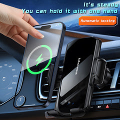 15W Fast Wireless Car Charger Phone Mount with Automatic Clamping, Car Navigation Stand with Wireless Charging