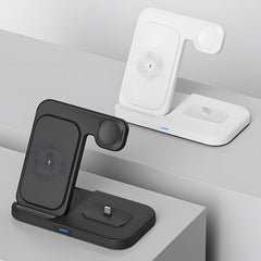 3-in-1 Foldable Desktop Wireless Charger with Touch Ambient Light, Simultaneous Wireless Charging for Phones