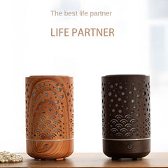 230ML Wood Grain Star and Moon Cup Ultrasonic Cool Mist Air Aromatherapy Diffuser - Silent for Indoor, Car, Office Use - USB Humidifier Essential Oil Diffuser with Ambient Night Light