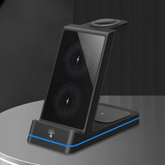 3-in-1 Foldable Desktop Vertical Wireless Charger Phone Stand, Simultaneous Wireless Charging for Phones