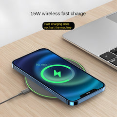 Minimalist Round Desktop Wireless Charger with Ambient Light, Wireless Charging for Phones