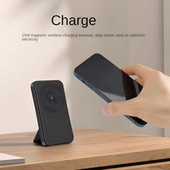 Minimalist Desktop Magnetic Wireless Power Bank with Back Stand Design, Slim and Portable