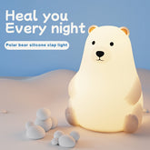 New polar bear night light cartoon ornament bedroom bedside with sleep eye protection lamp three-speed dimming silicone lamp pat, Bedside Night Light, Sleep Aid Lamp, Animal Night Light, Adjustable Bedside Lamp, Traditional Style, Polar Bear Design, Safe