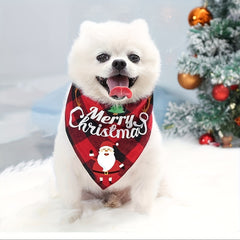 Christmas Dog Bandana with Santa Hat & "Merry Christmas" Lettering - Adjustable Holiday Pet Accessory for Small, Medium & Large Dogs - Festive Party Decorations, Plaid & Snowman Designs