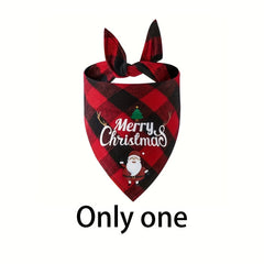 Christmas Dog Bandana with Santa Hat & "Merry Christmas" Lettering - Adjustable Holiday Pet Accessory for Small, Medium & Large Dogs - Festive Party Decorations, Plaid & Snowman Designs