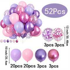 52pcs Pink And Purple Balloons: 30.48 cm Confetti Balloons, Metallic Purple And Pink Latex Balloons, Perfect for Girls Birthday, Shower, Wedding, Princess Party Decorations, Halloween Decorations, Christmas Decorations