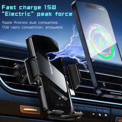 15W Fast Wireless Car Charger Phone Mount with Automatic Clamping, Car Navigation Stand with Wireless Charging