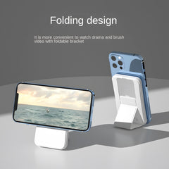 Minimalist Desktop Magnetic Wireless Power Bank with Back Stand Design, Slim and Portable