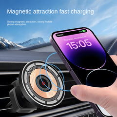 Mini Magnetic Car Wireless Charger Phone Mount, ABS + Aluminum Alloy Material