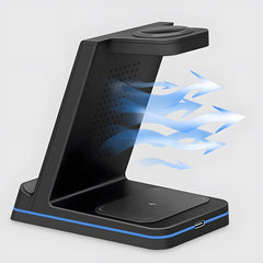 3-in-1 Foldable Desktop Vertical Wireless Charger Phone Stand, Simultaneous Wireless Charging for Phones