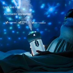 2000mAh Portable Cordless Ultrasonic Cool Mist Air Humidifier - 3-in-1 Projector, Night Light, and Humidifier - Silent for Indoor, Car, Office Use - USB Aromatherapy Essential Oil Diffuser