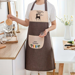 Delantal de cocina con forro doble, impermeable y resistente al aceite: ideal para cocinar, tareas domésticas, mantenimiento y jardinería.