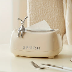 Creamy Cute Rabbit Desktop Decoration Tissue Box, Napkin Storage Box for Kitchen, Living Room