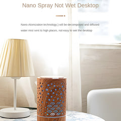 230ML Wood Grain Star and Moon Cup Ultrasonic Cool Mist Air Aromatherapy Diffuser - Silent for Indoor, Car, Office Use - USB Humidifier Essential Oil Diffuser with Ambient Night Light