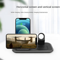3-in-1 Desktop Vertical Wireless Charger Phone Stand, Simultaneous Wireless Charging for Phones/Earbuds/Watches