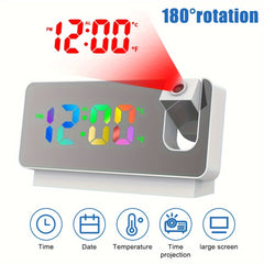 Mirror Alarm Clock with Colorful LED Digital Projection - Ideal for Home, Kitchen, Bedroom