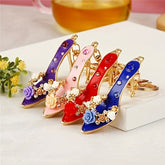 Porte-clés de voiture élégant en forme de chaussure à talons hauts avec strass, idéal pour une fête, un cadeau, un souvenir ou un bijou de sac