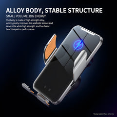 15W Ultra-Thin Aluminum Alloy Fast Wireless Charging Car Mount