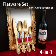 Palace-Style Stainless Steel Flatware Set Gift Box,Knife Spoon And Fork Cutlery Set,