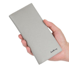 Baellerry Thin Soft Solid Color Long Vertical Photo Cash Card Wallet for Men