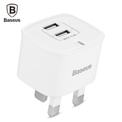 Cargador de viaje inteligente Baseus Funzi Dual USB 2.4A con enchufe británico