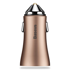 Cargador inteligente para coche Baseus Golden Contactor de 2,4 A con puerto USB dual