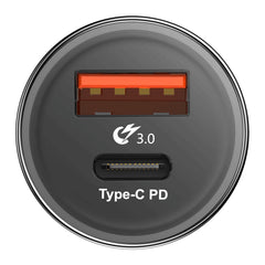 Cargador rápido para coche Baseus con tornillo pequeño tipo C PD + USB QC3.0