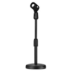 Black Microphone Stand with Compact Round Base