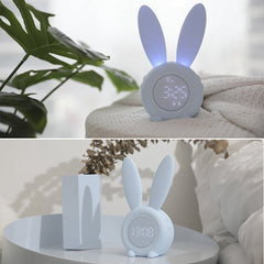 XR - MM - C03 Bunny Ear Alarm Clock Electronic LED Display Sound Control Rabbit Night Lamp