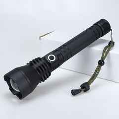 Linterna LED USB P50 con pantalla fotoeléctrica potente, lámpara de alta potencia, zoom telescópico, resistente al agua