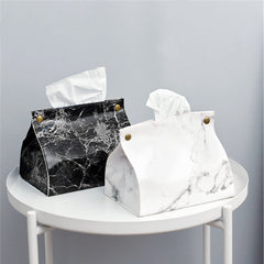 Nordic Leather Corrugated Tissue Box Marble Grain