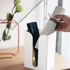 Caja de pañuelos de plástico para pared con soporte para papel de color sólido