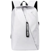 Men's Water-resistant Nylon Material Backpack Casual Business Computer Bag with USB Interface and Trolley Fixing Strap