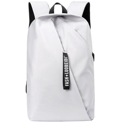 Men's Water-resistant Nylon Material Backpack Casual Business Computer Bag with USB Interface and Trolley Fixing Strap