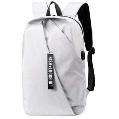Men's Water-resistant Nylon Material Backpack Casual Business Computer Bag with USB Interface and Trolley Fixing Strap