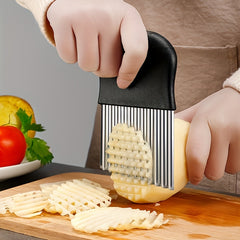 Stainless Steel Crinkle Cutter - Versatile Wavy Knife for Fruits, Vegetables & Salads - Durable Blade for Perfect French Fries & Carrot Slices - Essential Kitchen Gadget