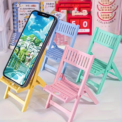 Macaron Color Phone Stand - Fun INS Style Chair Design - Foldable Portable Desktop Holder - Decorative Gift for Smartphones