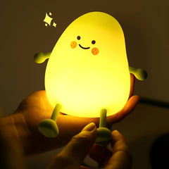 Green Mango Night Light, Cute Silicone Mango Lamp, Rechargeable Room Decor, Touch Control NightLight Squishy Night Lamp for Bedroom, Kawaii Bedside Lamp for Living Room