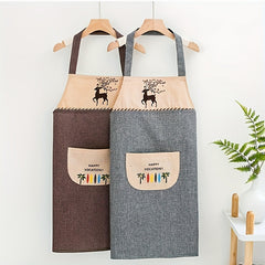 Delantal de cocina con forro doble, impermeable y resistente al aceite: ideal para cocinar, tareas domésticas, mantenimiento y jardinería.